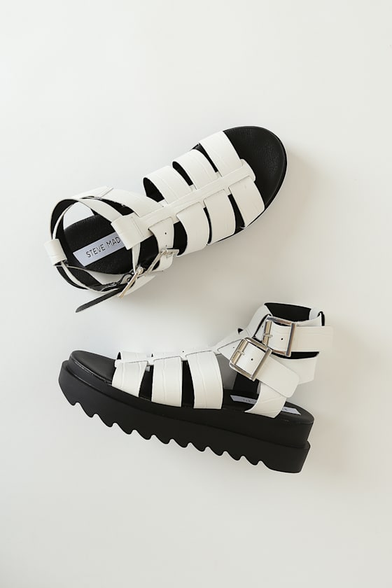 Steve Madden Zeeta White Croc Gladiator Sandals - Flatform Sandal