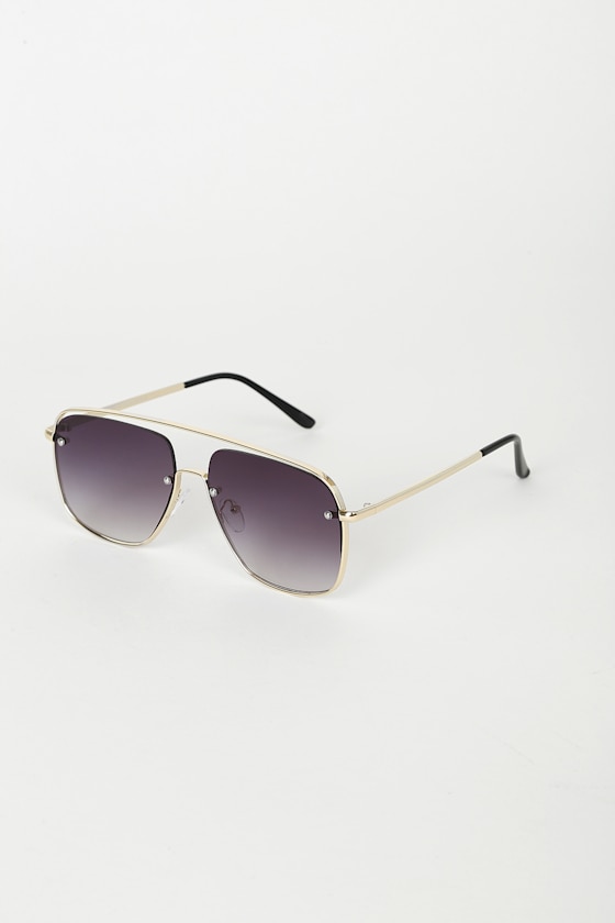 Gold Aviator Sunglasses - Grey Aviator Sunglasses - Gold Sunnies - Lulus