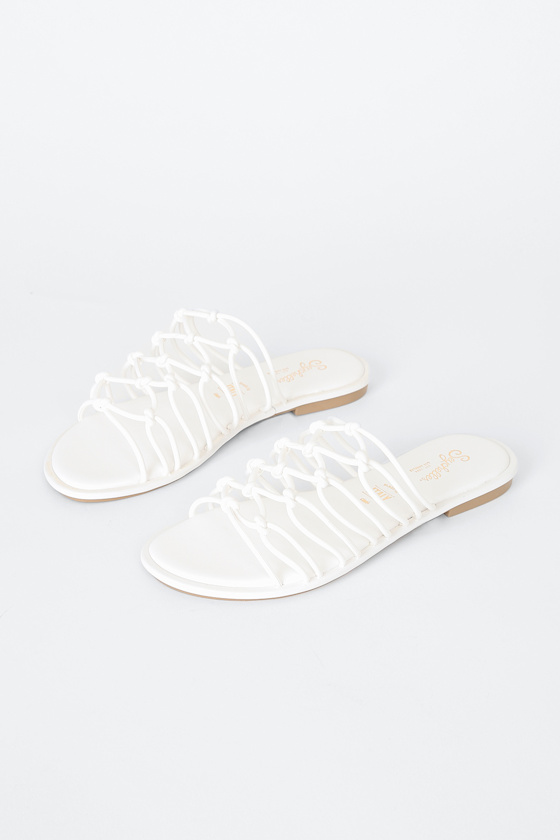 Authentic White Strappy Slide Sandals 1