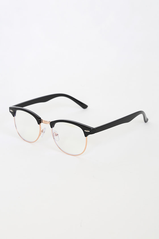 High Tech Black and Gold Blue Light Glasses 1