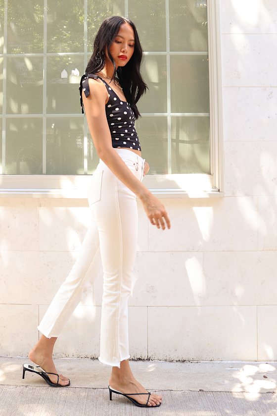 Eden White High Rise Cropped Jeans 9