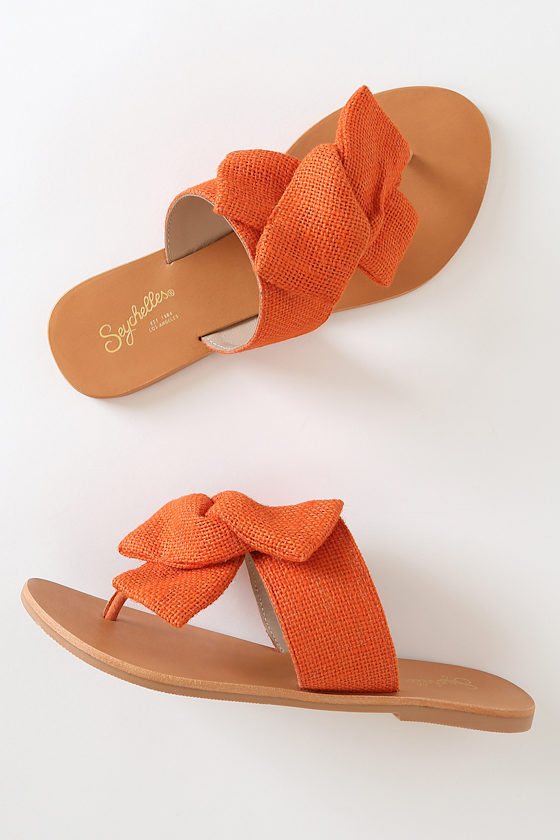 Jubilee Orange Burlap Thong Sandals 3