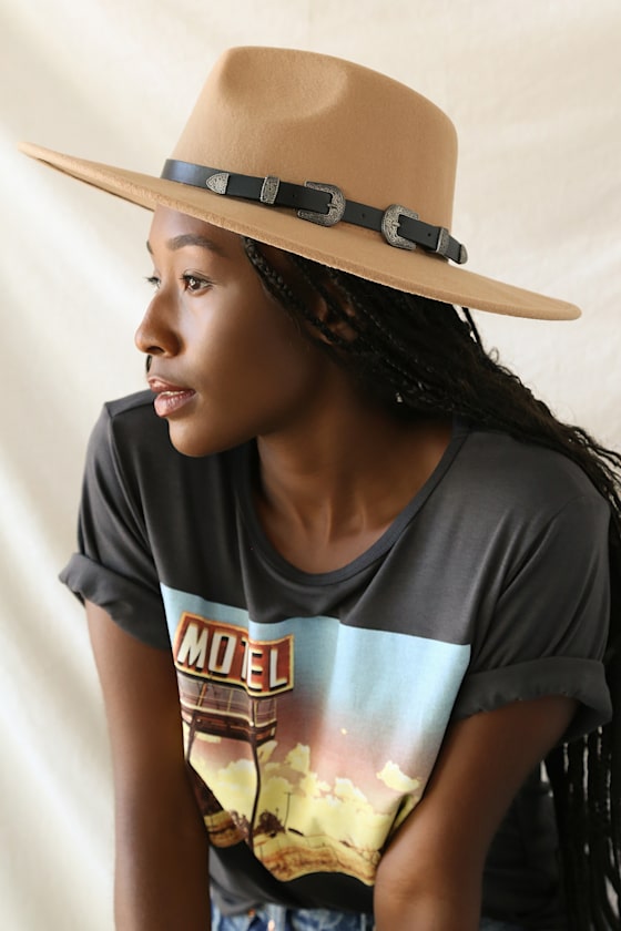 Wandering West Light Brown Felt Fedora Hat 1
