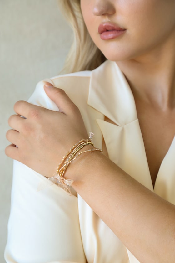 Bead of My Heart Gold Beaded Bracelet Set 2