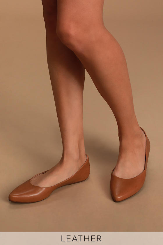 cognac pointed toe flats