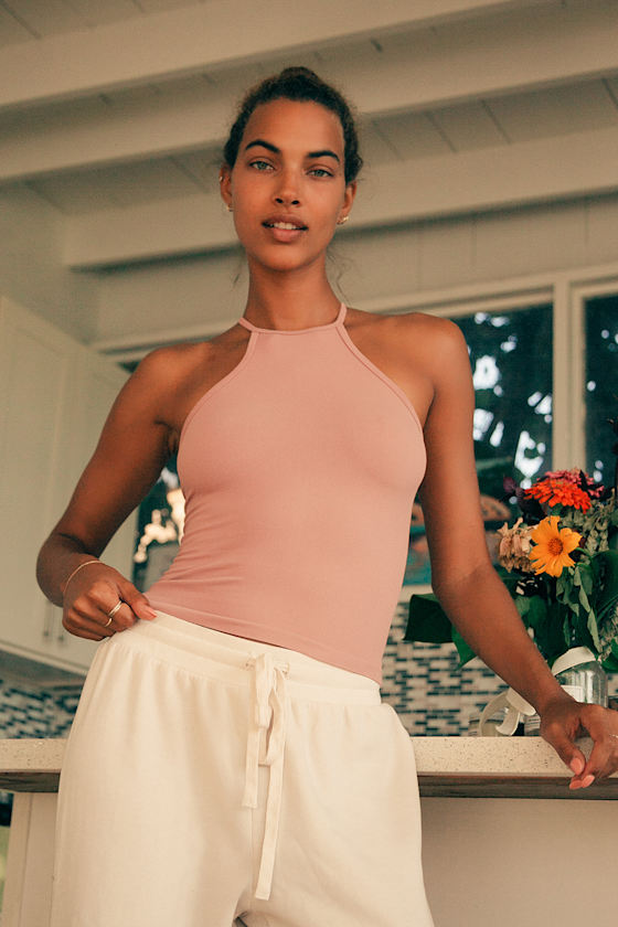 Get Movin' Mauve Ribbed Tank Top 2