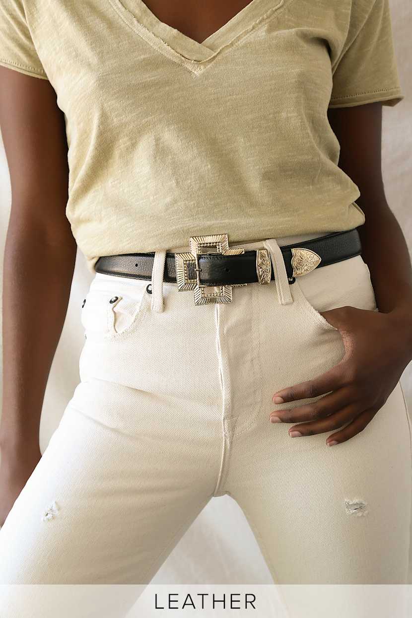 LUV AJ The Cross Buckle Belt - Black Leather Belt - Cross  display picture 1