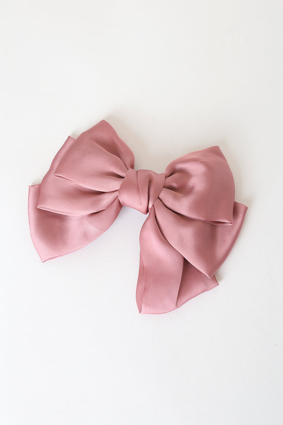 Bow and Behold Pink Satin Oversized Bow Hair Clip 3