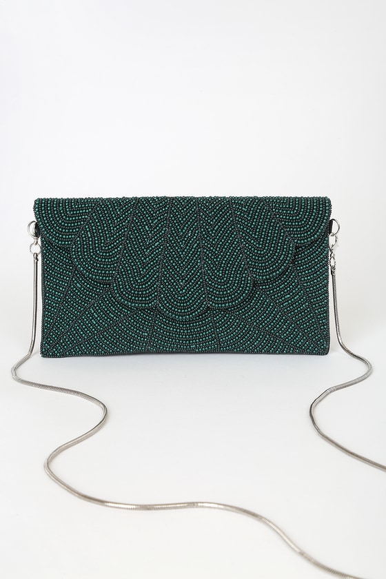 Lulus Junipero Emerald Green Beaded Clutch