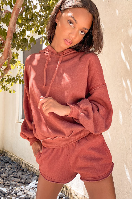 Washed Burgundy Shorts - Cute Lounge Shorts - Loungewear Shorts - Lulus