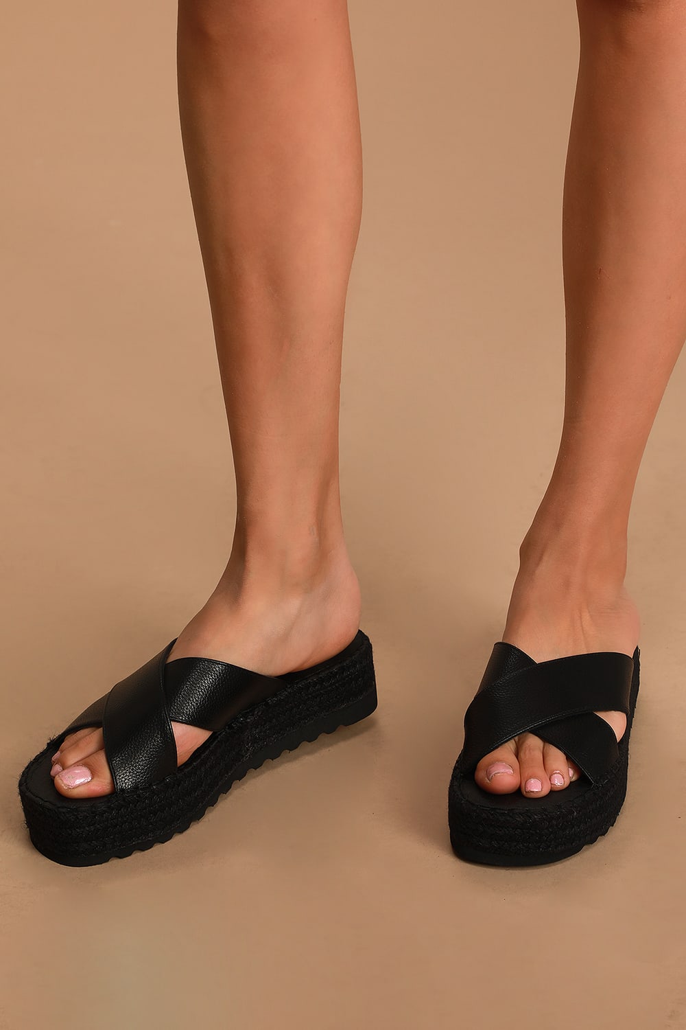 Cove Black Flatform Espadrille Sandals
