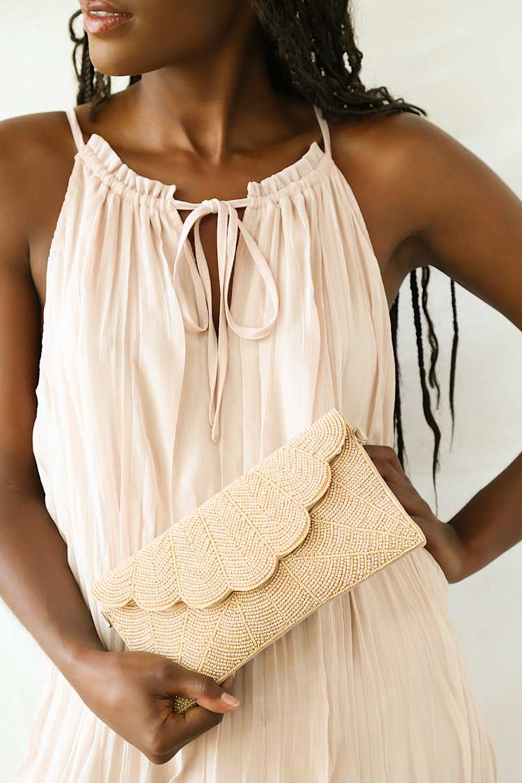 Junipero Champagne Beaded Clutch
