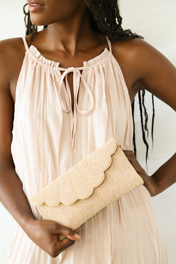 Junipero Champagne Beaded Clutch 1
