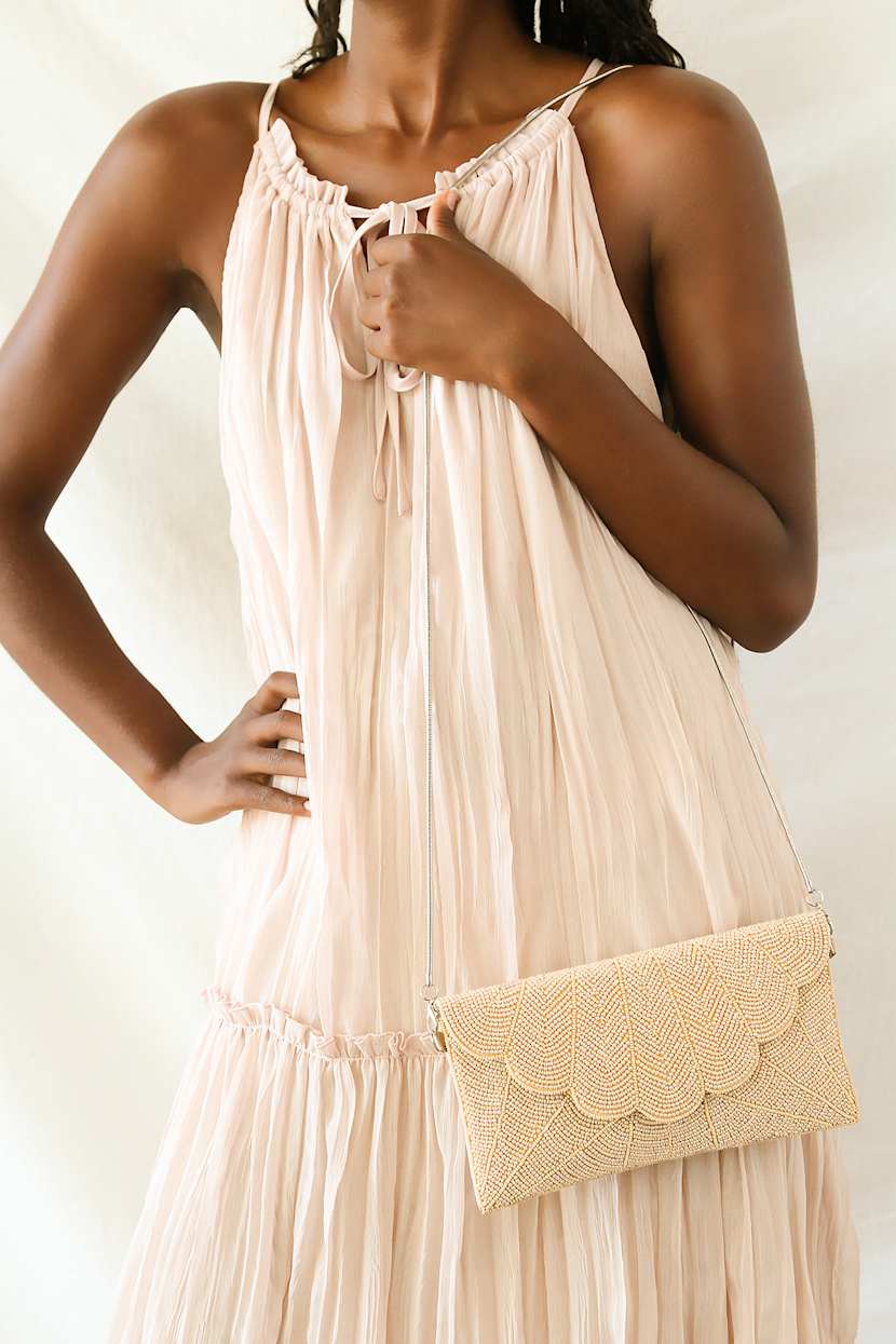 Junipero Champagne Beaded Clutch