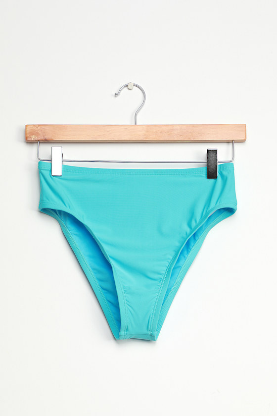 Light Blue HighRise Bikini Bottoms High Cut Swim Bottoms