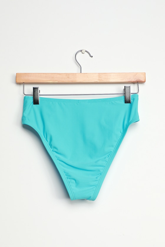 Light Blue HighRise Bikini Bottoms High Cut Swim Bottoms
