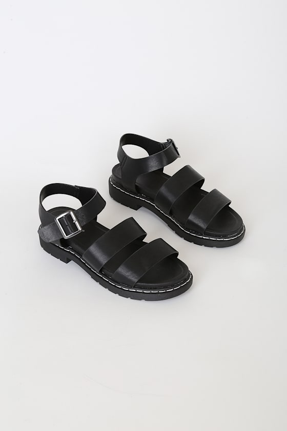 Shaylah Black Platform Sandals 3