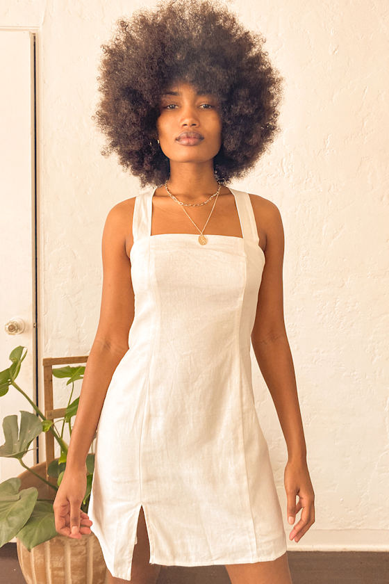 MINKPINK Exactly How You Are - LWD - Linen Little White Dress - Lulus