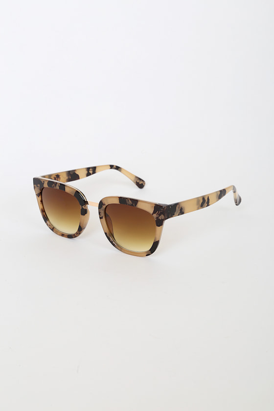 Beige Tortoise Sunglasses - Oversized Sunglasses - Brown Sunnies - Lulus