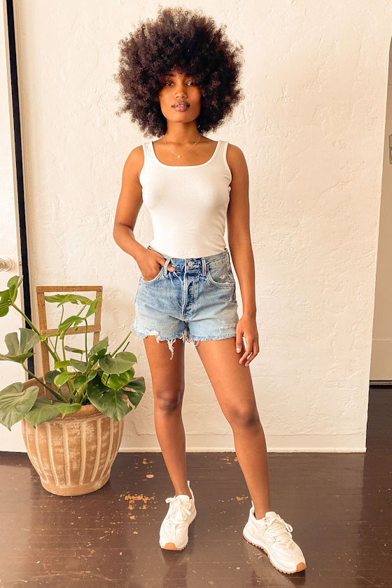 Staple Style White Ribbed Tank Top 1