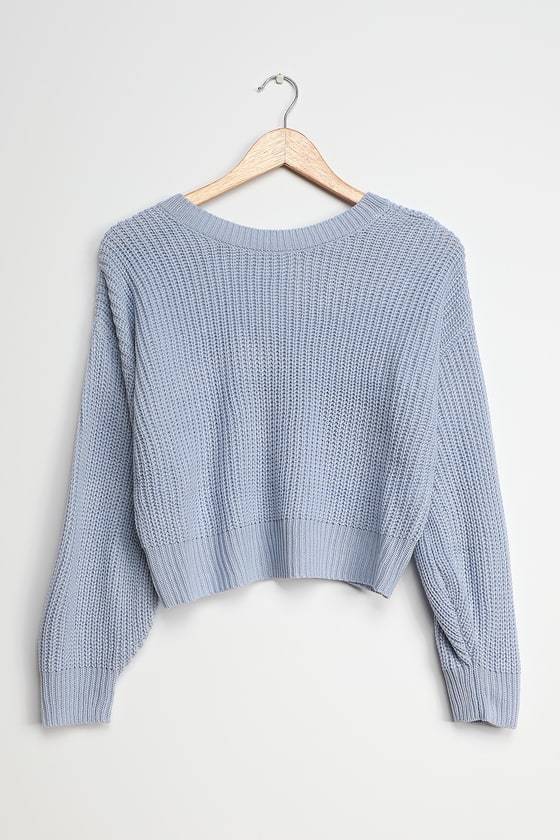 Periwinkle Blue Sweater - Reversible Sweater - Cropped Sweater