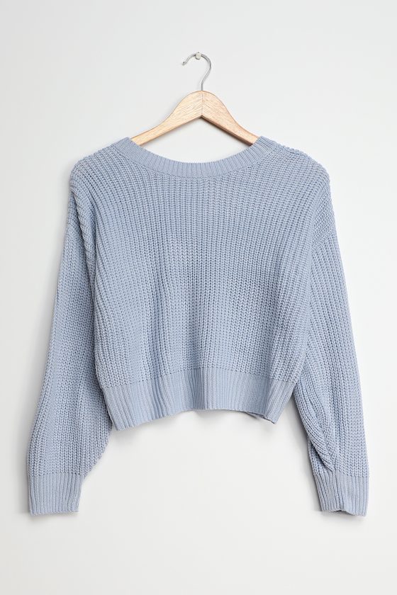 Periwinkle Blue Sweater Reversible Sweater Cropped Sweater