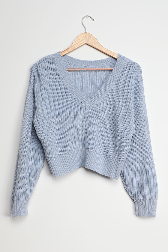Periwinkle Blue Sweater Reversible Sweater Cropped Sweater