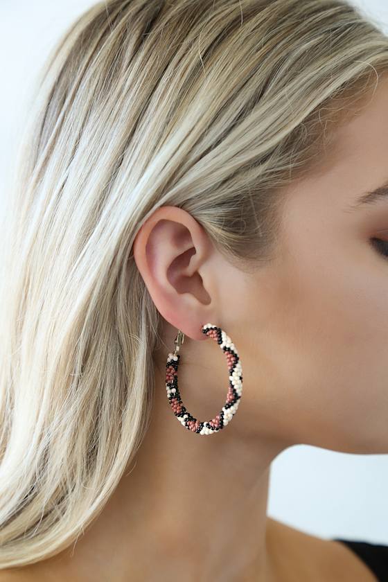 TEN79LA Earrings Beaded Hoops Seed Bead Hoop Earrings Lulus