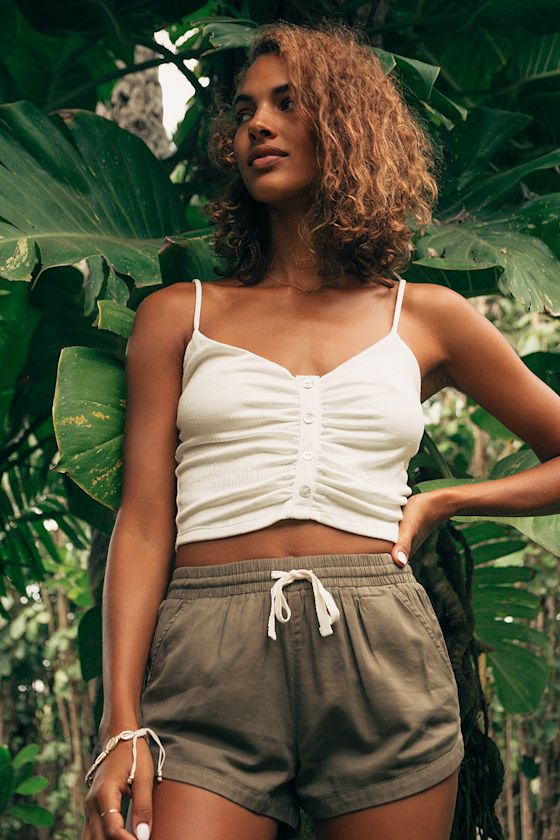 Cute White Tank Top - Button Front Tank - Trendy Cropped Tank Top - Lulus