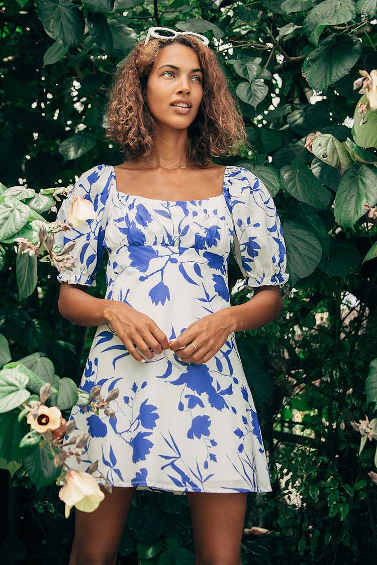 Lulus X Charlie Holiday Celeste - Blue Floral Dress