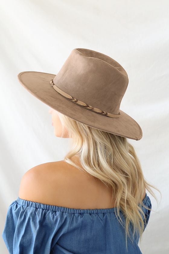 Stylish WideBrim Hat Taupe Suede Hat Suede Fedora Hat Lulus