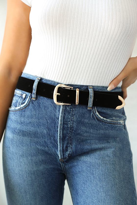 Luxury Living Black Suede Belt 1