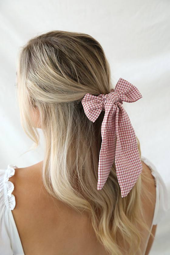 Cute Gingham Scarf Ponytail Holder Set Hair Accessories Lulus