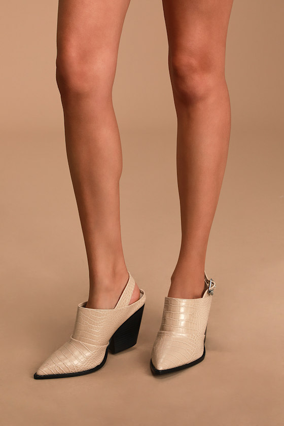 khaki mules