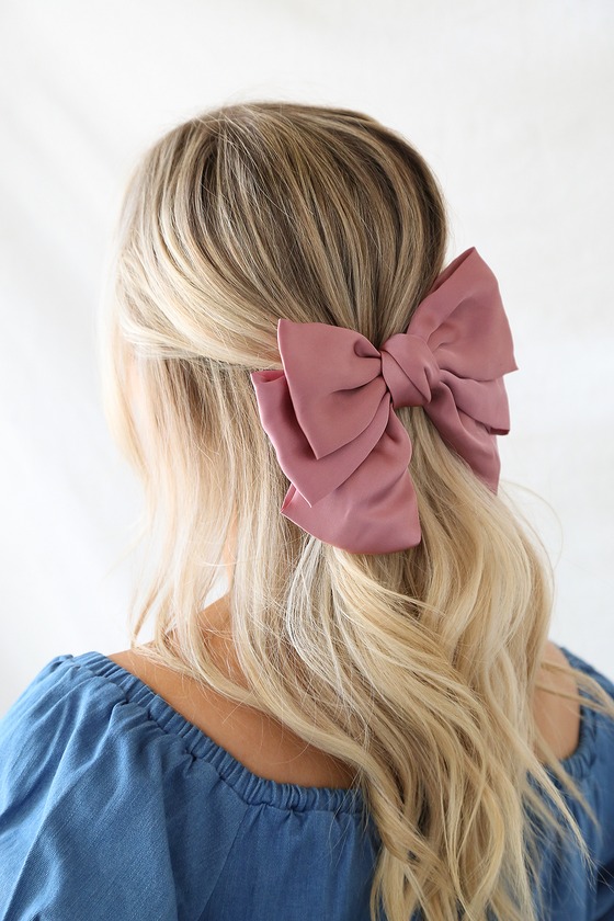Pink Hair Bow Oversized Hair Bow Satin Hair Bow Bow Clip Lulus