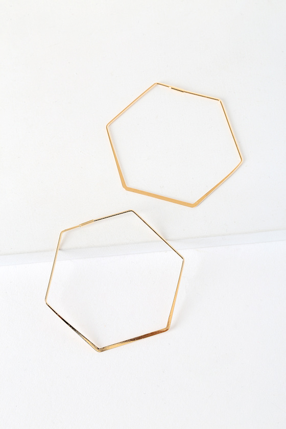 Geometry of You Gold Hexagon Hoop Earrings 2