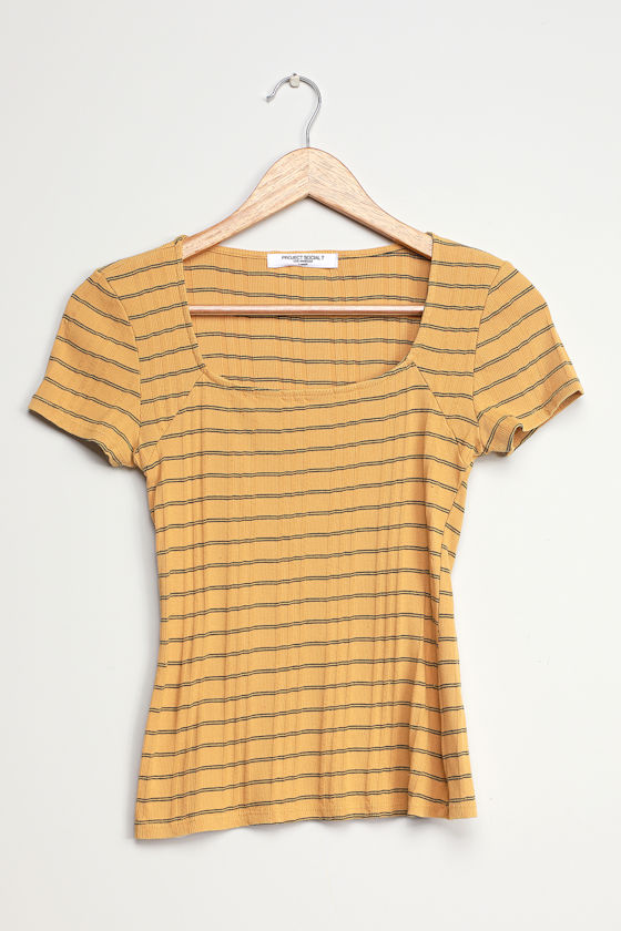 yellow striped t shirt women