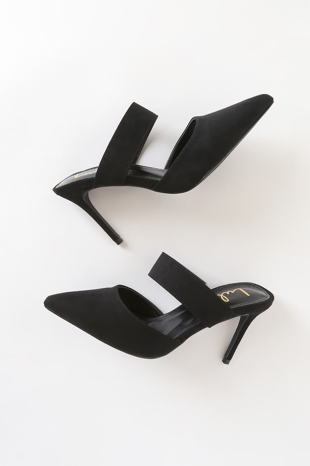 Faire Black Suede Pointed-Toe Mules