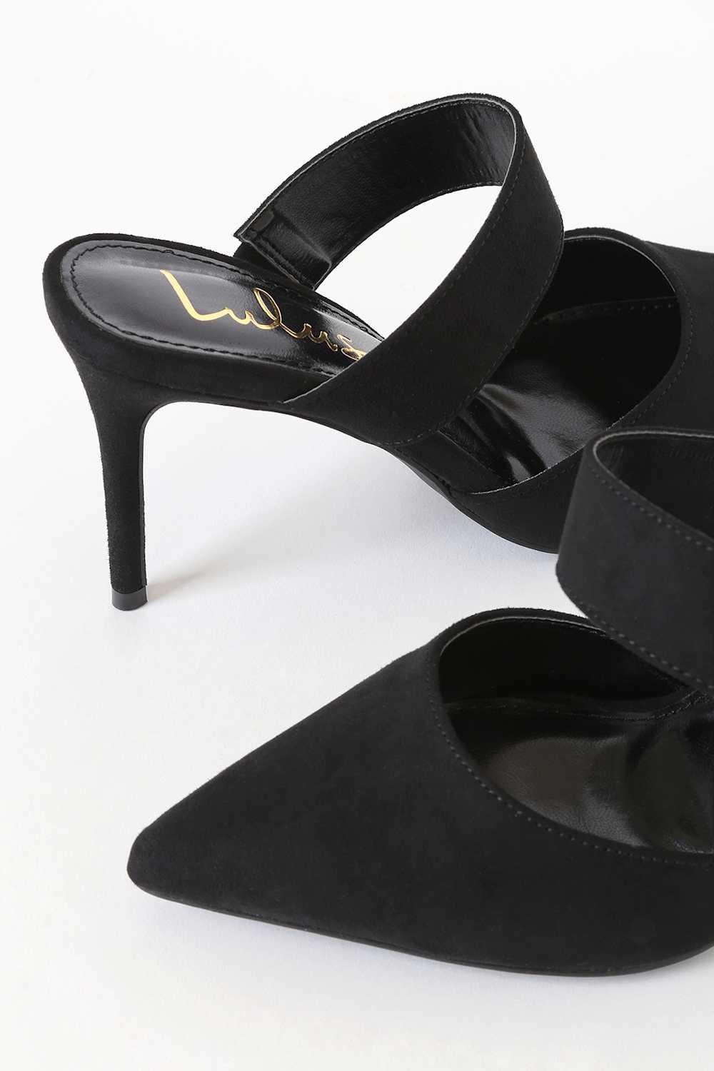 Faire Black Suede Pointed-Toe Mules