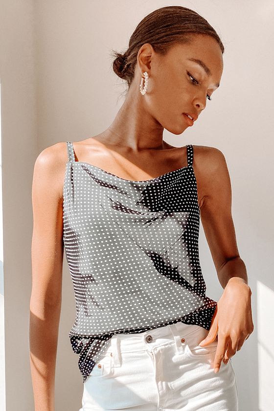 black polka dot tank top