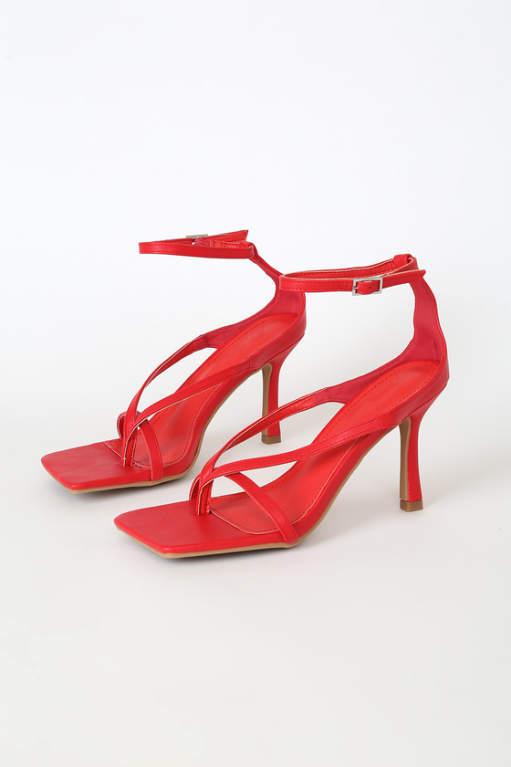 Chic Red Heels - Ankle Strap Heels - Vegan Leather Heels - Lulus