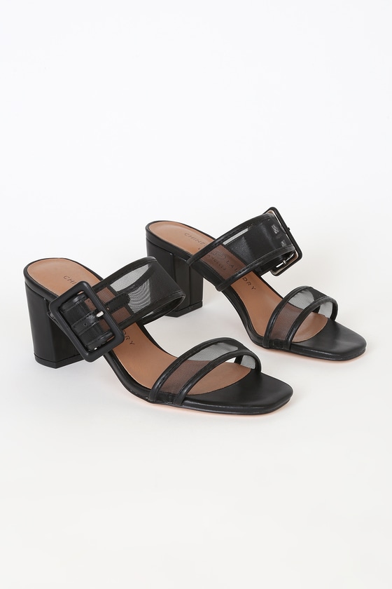 Chinese Laundry Yippy - Black Mesh Sandals - High Heel Sandals - Lulus