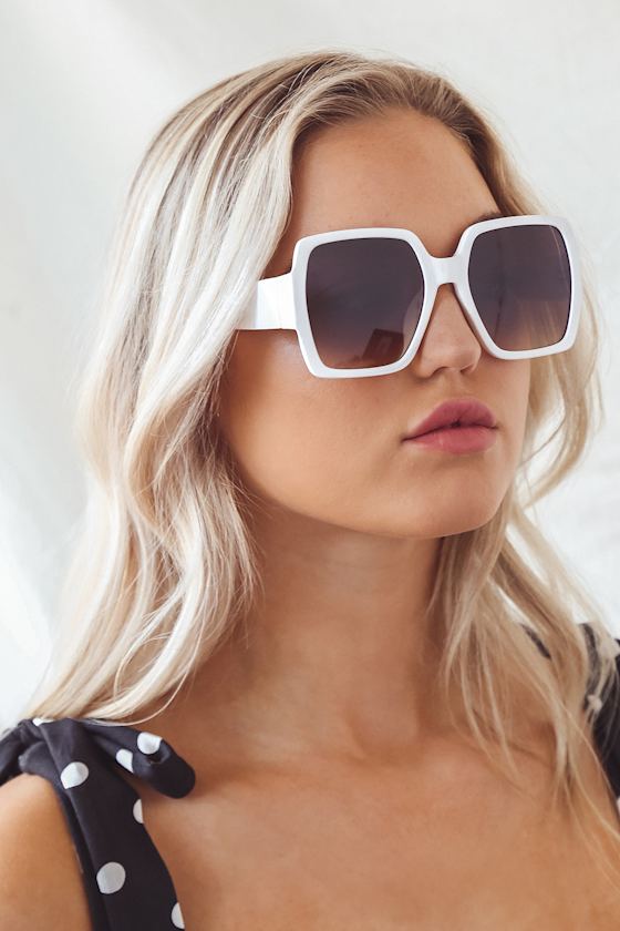 White Sunglasses Square Sunglasses Oversized Sunglasses Lulus