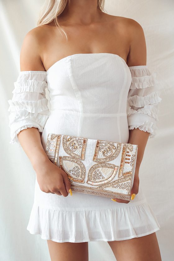 Bead the Best Ivory Beaded Clutch 1
