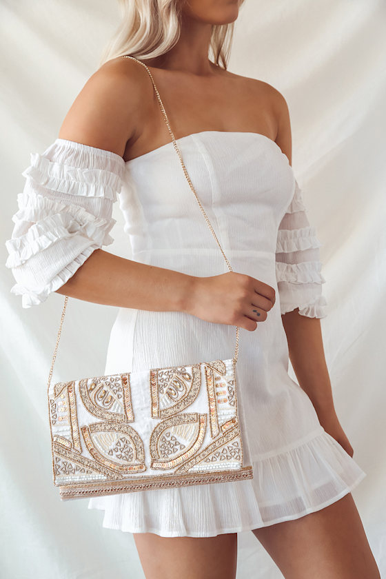 Bead the Best Ivory Beaded Clutch 1