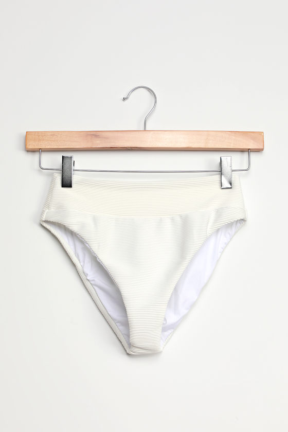 RVCA Saltwash White - High Waisted Bikini Bottom - Swim Bottoms