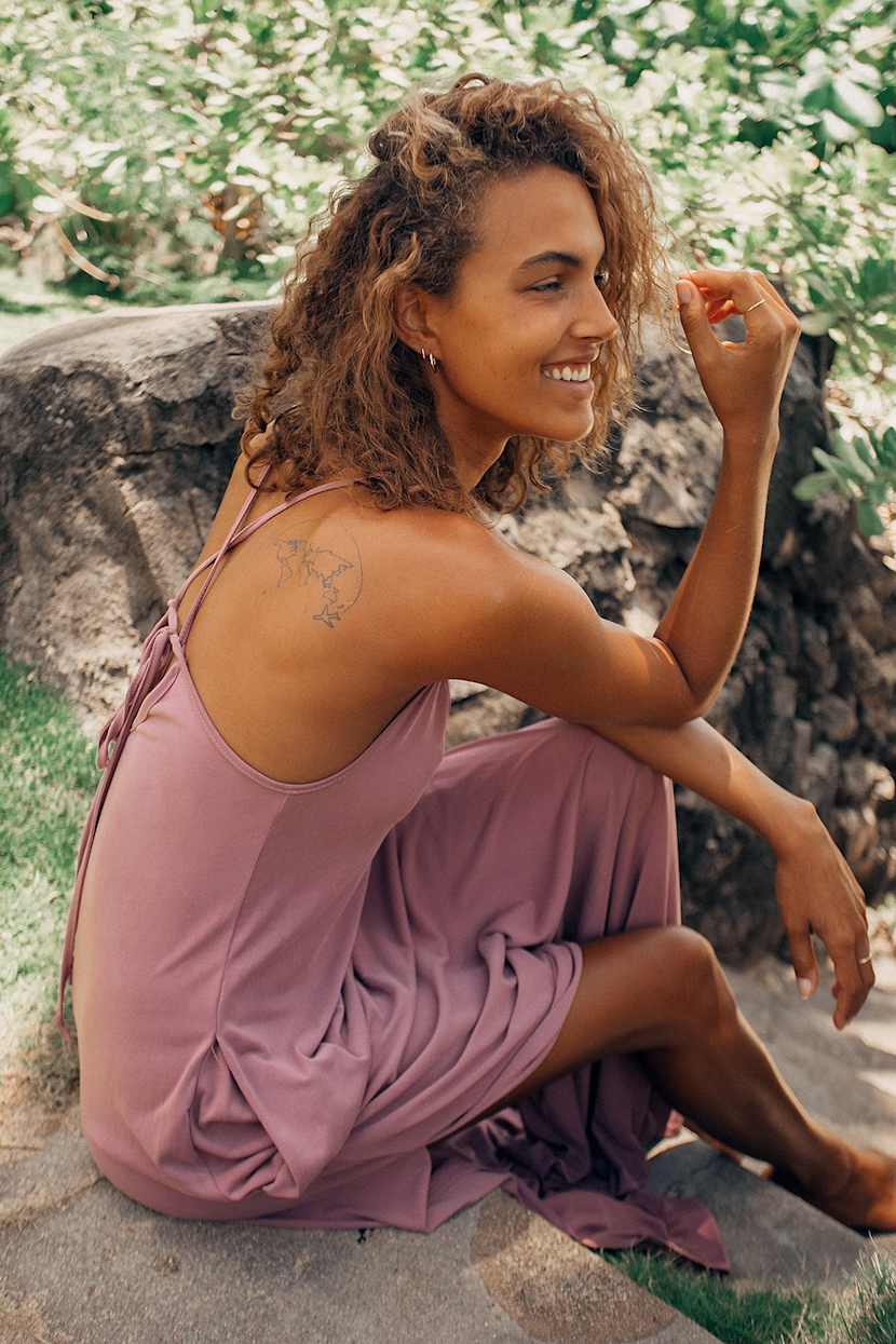 lulus mauve maxi dress Mauve Maxi Dress - Cowl Back Maxi Dress - V-Neck A-Line Dress