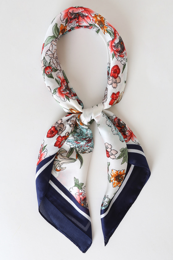 Floral Print Scarf - Satin Handkerchief - Satin Floral Scarf - Lulus