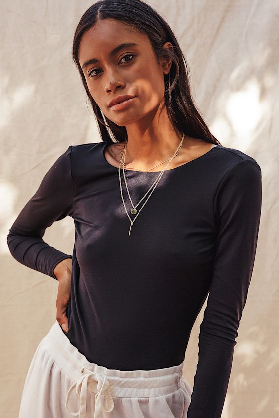 Take it Back Black Tie-Back Long Sleeve Top 4