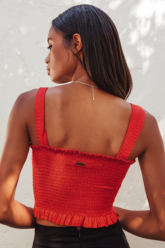 Bop Bop Red Smocked Crop Top 2